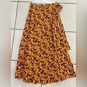 Vibrant Yellow and Red Patterned Skirt